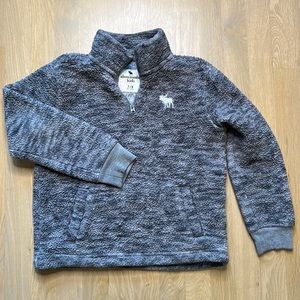 Abercrombie & Fitch Kids Grey Teddy Quarter Zip Pullover Boys Size 7/8
